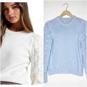 &Isla Blue Cable Sleeve Sweater Size Medium